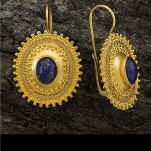 Gold and Blue Dangle Earrings